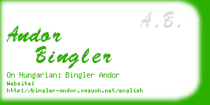 andor bingler business card